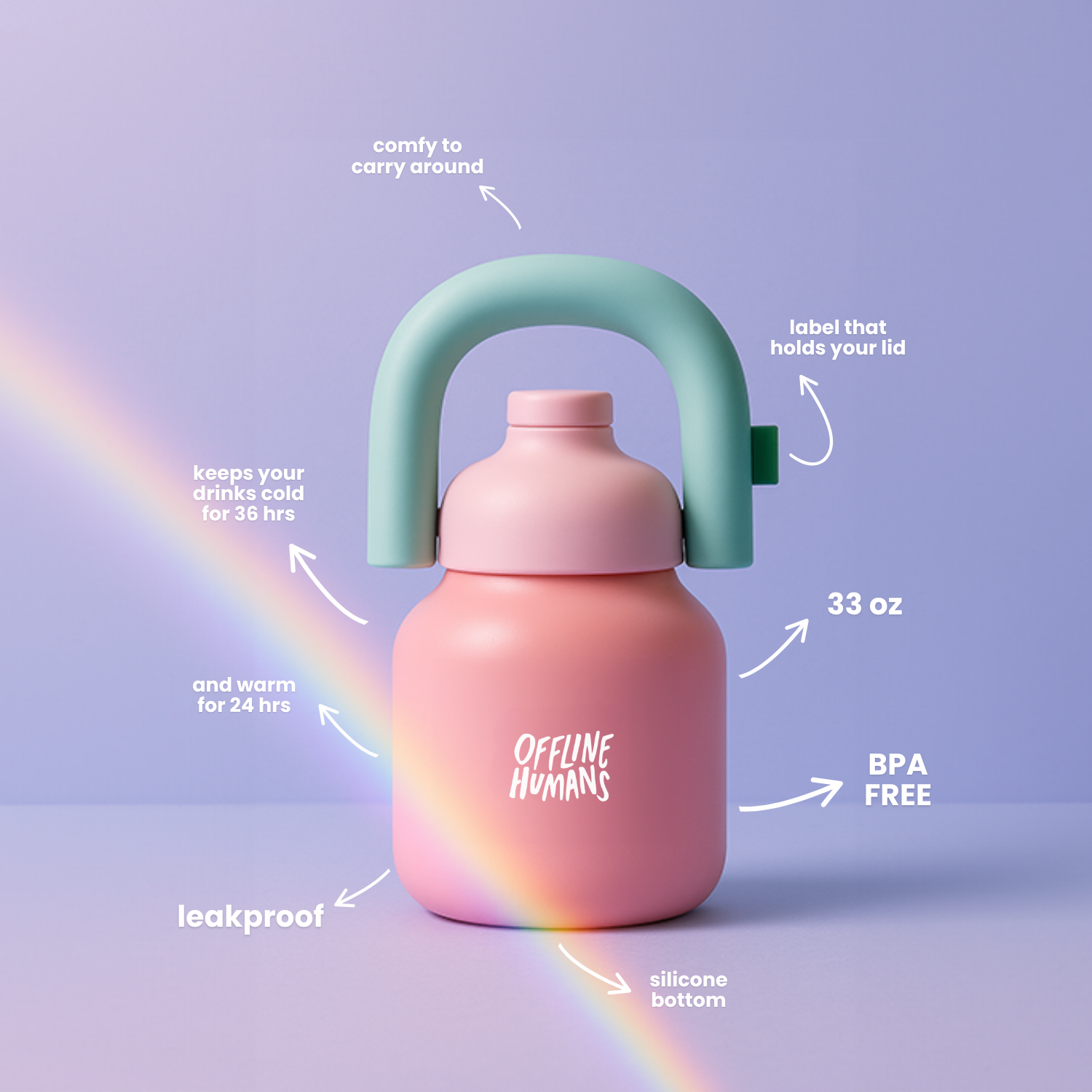 Offline Humans x Chakolab Water Bottle with Straw and Carry Handle