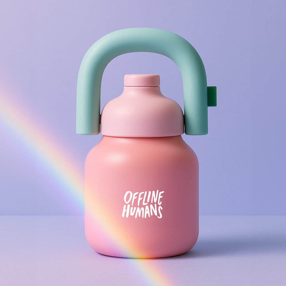 Offline Humans x Chakolab Water Bottle with Straw and Carry Handle